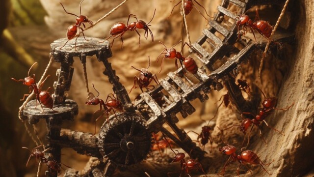 ants building up a huge construction of strings and ladders and wheels --v 6.1 Job ID: 1ba50c48-c1cd-4d9a-909c-007d99f51d77