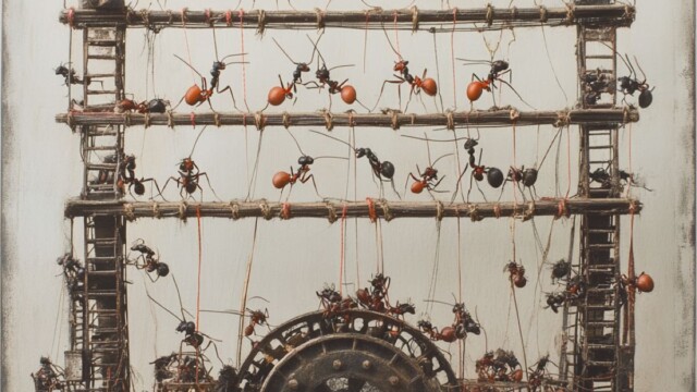 ants building up a huge construction of strings and ladders and wheels --v 6.1 Job ID: 1ba50c48-c1cd-4d9a-909c-007d99f51d77