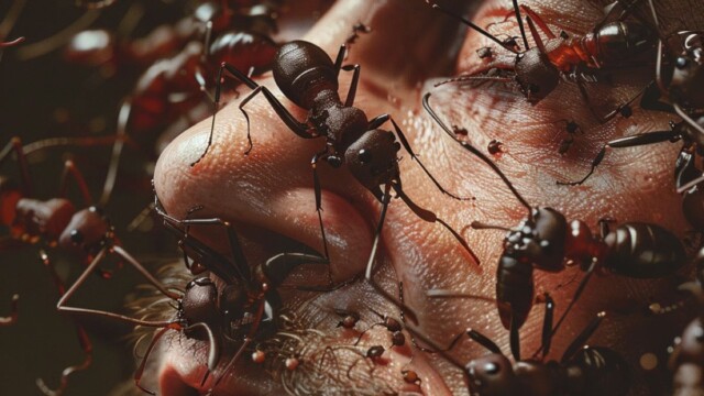 intelligent ants eating a man alive --v 6 Job ID: 07cfd886-2763-489d-a84f-34a36b3b4b06