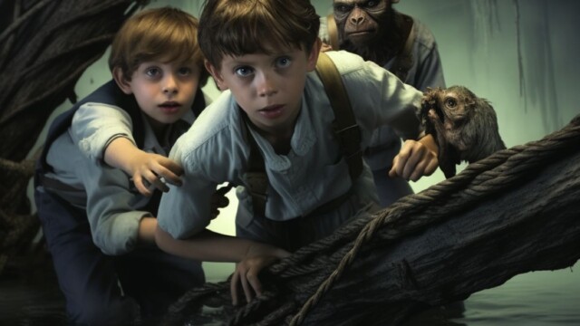 three young boys saving a monkey from drowning fotorealistic --v 5.2 Job ID: 13e00010-3f4c-455b-881e-22d8082b9332